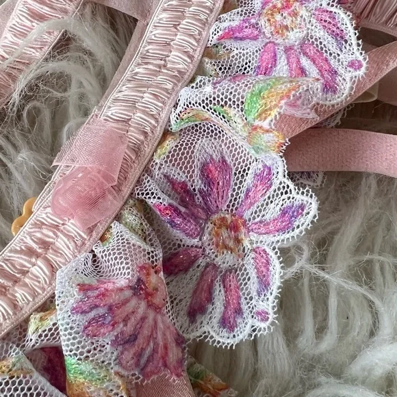 For Love and Lemons Pink Floral April Bloom Garter Belt - Picture 5 of 9
